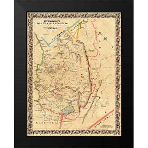 West Virginia - Richardson 1864 Black Modern Wood Framed Art Print by Richardson