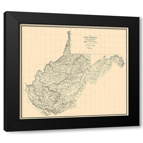 West Virginia -1919 Black Modern Wood Framed Art Print with Double Matting by Unknown