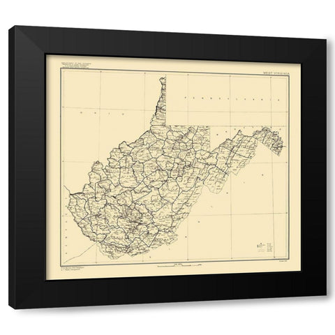 West Virginia - Marshall 1916  Black Modern Wood Framed Art Print with Double Matting by Marshall