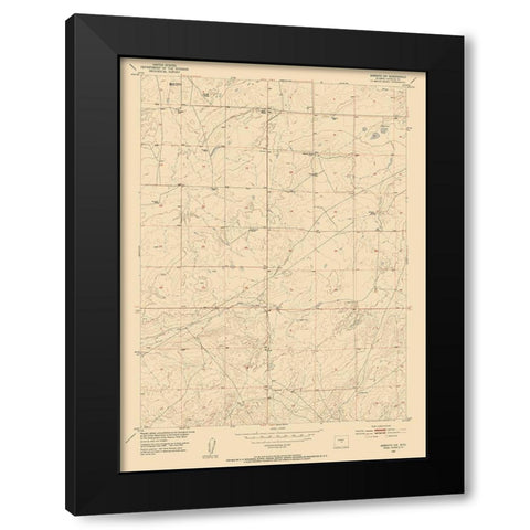 Arminto Wyoming Quad - USGS 1952 Black Modern Wood Framed Art Print with Double Matting by USGS