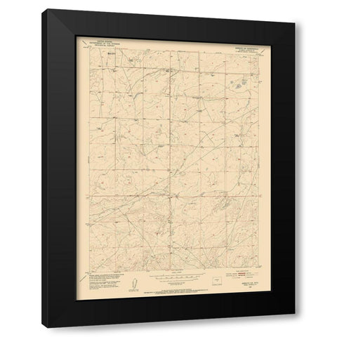 Arminto Wyoming Quad - USGS 1952 Black Modern Wood Framed Art Print by USGS