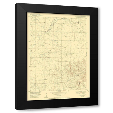 Amend Ranch Wyoming Quad - USGS 1950 Black Modern Wood Framed Art Print with Double Matting by USGS