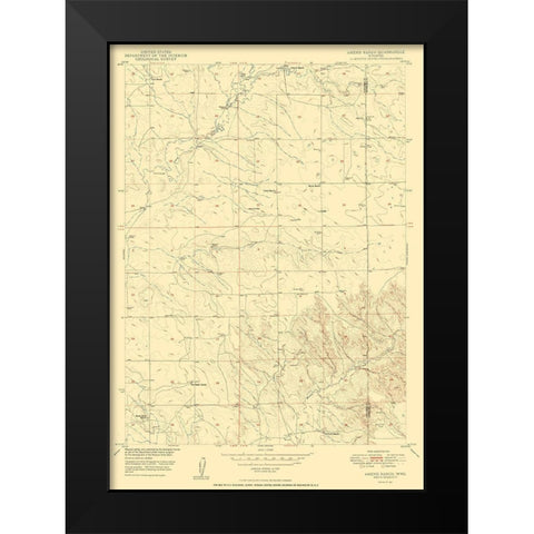 Amend Ranch Wyoming Quad - USGS 1950 Black Modern Wood Framed Art Print by USGS