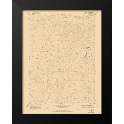 Bill 4 Converse County Wyoming Quad - USGS 1970 Black Modern Wood Framed Art Print by USGS