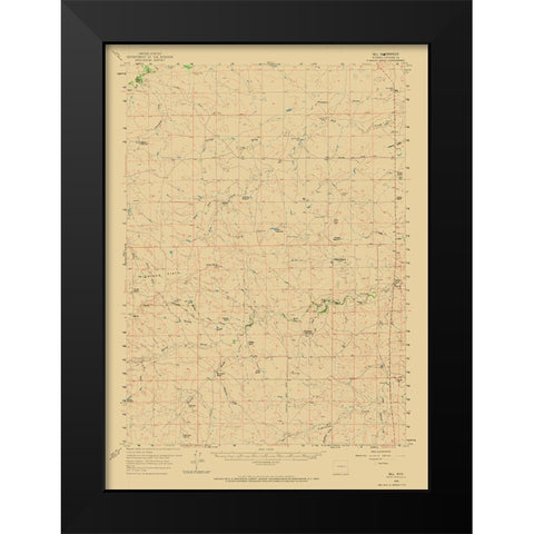 Bill Wyoming Quad - USGS 1959 Black Modern Wood Framed Art Print by USGS