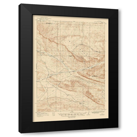 Blue Mesa Wyoming Quad - USGS 1916 Black Modern Wood Framed Art Print with Double Matting by USGS