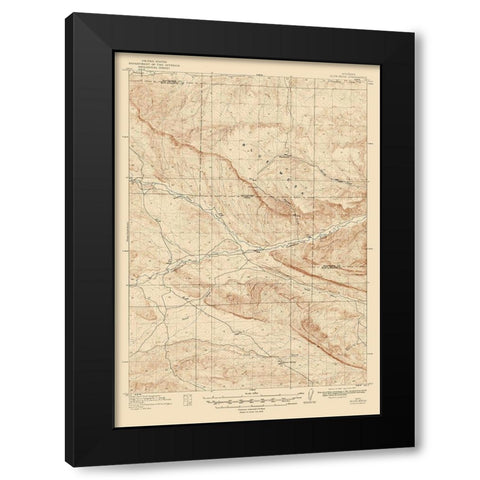 Blue Mesa Wyoming Quad - USGS 1916 Black Modern Wood Framed Art Print by USGS