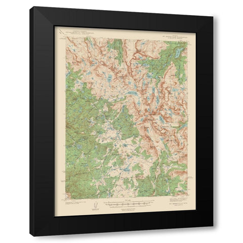 Mt Bonneville Wyoming Quad - USGS 1938 Black Modern Wood Framed Art Print by USGS