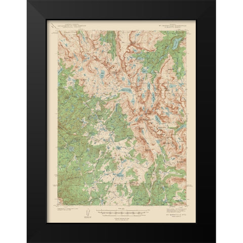 Mt Bonneville Wyoming Quad - USGS 1938 Black Modern Wood Framed Art Print by USGS