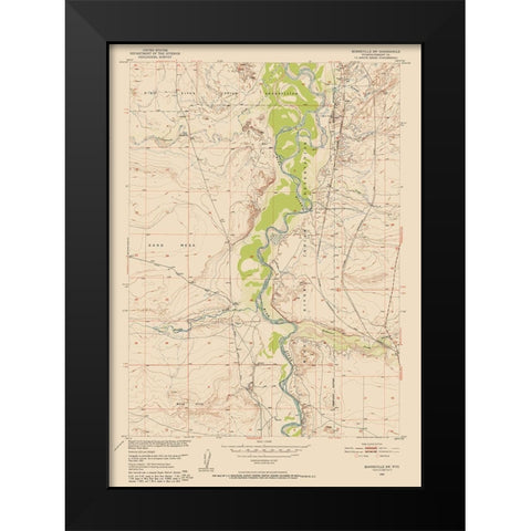 Bonneville Wyoming Quad - USGS 1950 Black Modern Wood Framed Art Print by USGS