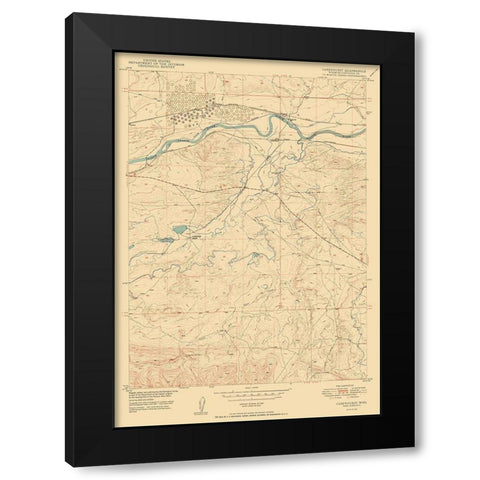 Careyhurst Converse Wyoming Quad - USGS 1950 Black Modern Wood Framed Art Print with Double Matting by USGS