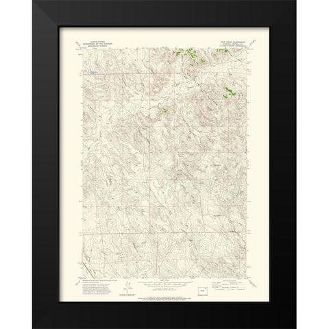 Calf Creek Wyoming Quad - USGS 1971 Black Modern Wood Framed Art Print by USGS