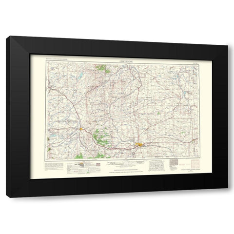Cheyenne Wyoming Colorado Nebraska Quad - USGS Black Modern Wood Framed Art Print with Double Matting by USGS