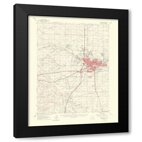 Cheyenne Wyoming Colorado Quad - USGS 1964 Black Modern Wood Framed Art Print by USGS