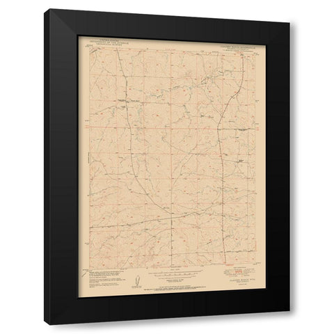 Clausen Ranch Wyoming Quad - USGS 1950 Black Modern Wood Framed Art Print with Double Matting by USGS