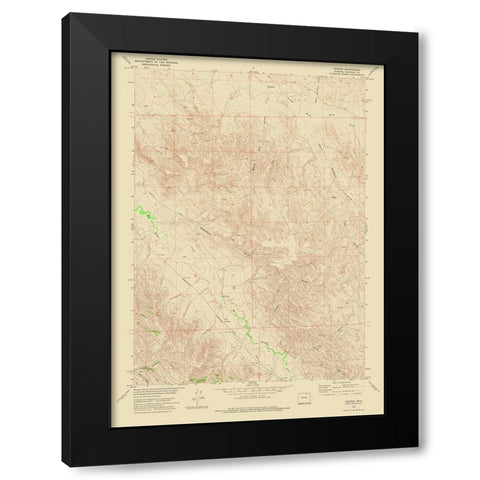 Croton Wyoming Quad - USGS 1972 Black Modern Wood Framed Art Print with Double Matting by USGS