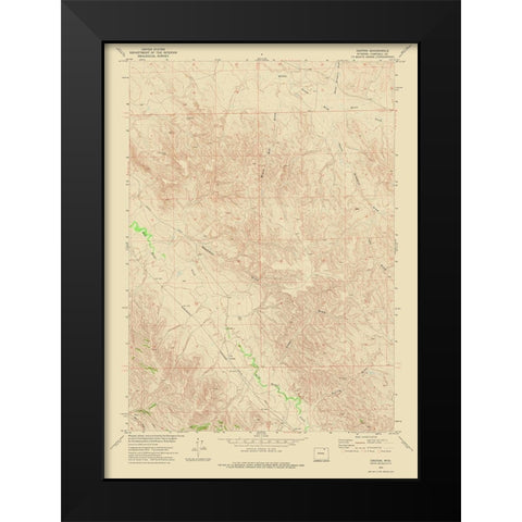 Croton Wyoming Quad - USGS 1972 Black Modern Wood Framed Art Print by USGS