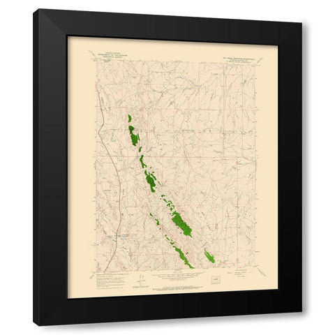 Dry Creek Reservoir Wyoming Quad - USGS 1961 Black Modern Wood Framed Art Print with Double Matting by USGS