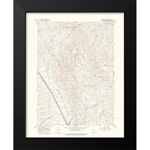 Dugout Ranch Wyoming Quad - USGS 1973 Black Modern Wood Framed Art Print by USGS