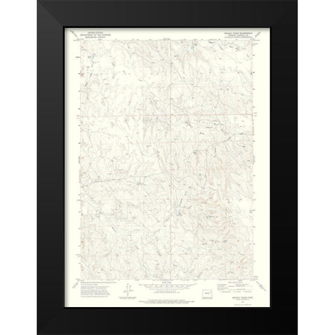 Double Tanks Wyoming Quad - USGS 1971 Black Modern Wood Framed Art Print by USGS