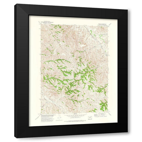 Echeta Wyoming Quad - USGS 1972 Black Modern Wood Framed Art Print with Double Matting by USGS
