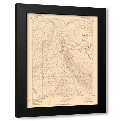 North West Emigrant Gap Wyoming Quad - USGS 1951 Black Modern Wood Framed Art Print with Double Matting by USGS