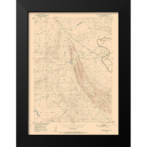 North West Emigrant Gap Wyoming Quad - USGS 1951 Black Modern Wood Framed Art Print by USGS