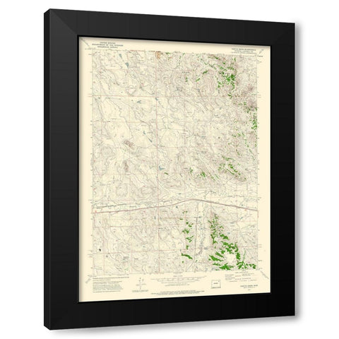 Fortin Draw Wyoming Quad - USGS 1971 Black Modern Wood Framed Art Print with Double Matting by USGS