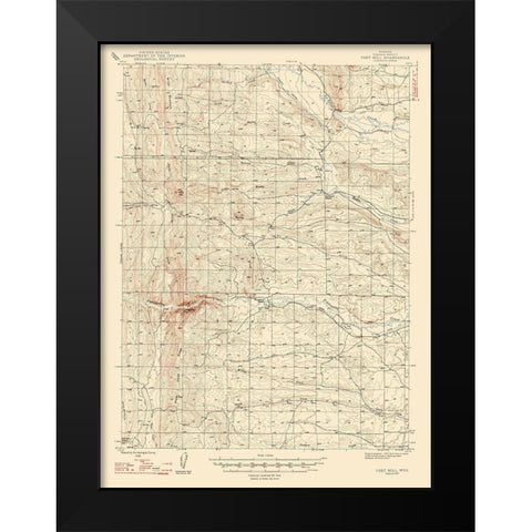 Fort Hill Wyoming Quad - USGS 1947 Black Modern Wood Framed Art Print by USGS