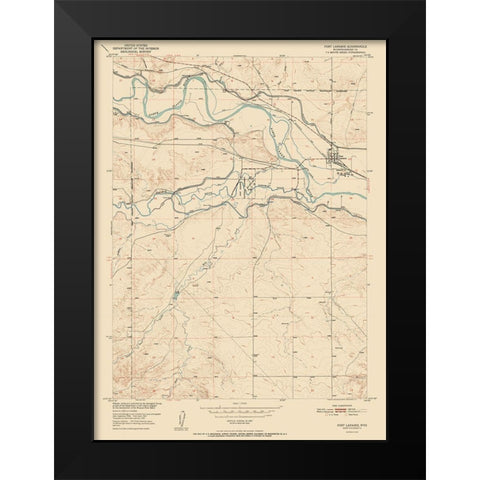 Fort Laramie Wyoming Quad - USGS 1952 Black Modern Wood Framed Art Print by USGS