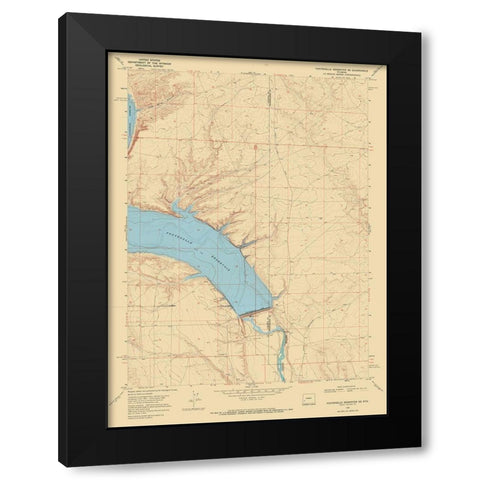 Fontenelle Reservoir Wyoming Quad - USGS 1968 Black Modern Wood Framed Art Print with Double Matting by USGS
