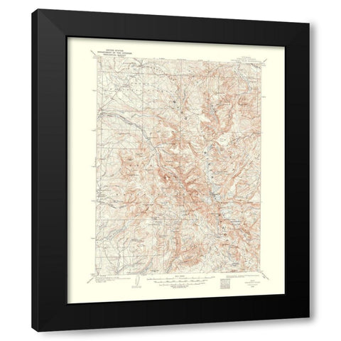 Fremont Peak Wyoming Quad - USGS 1958 Black Modern Wood Framed Art Print by USGS