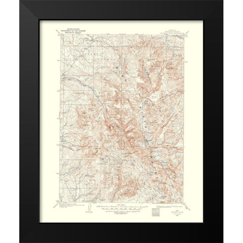 Fremont Peak Wyoming Quad - USGS 1958 Black Modern Wood Framed Art Print by USGS