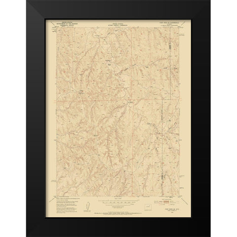 Fort Reno Wyoming Quad - USGS 1953 Black Modern Wood Framed Art Print by USGS