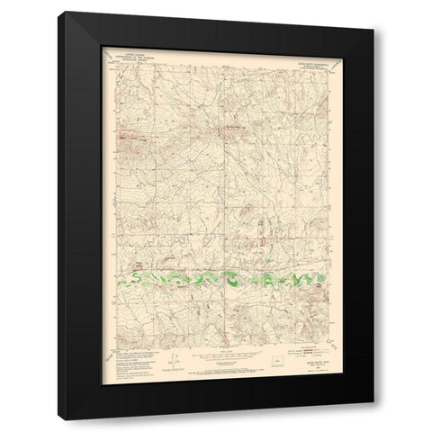 Gates Butte Wyoming Quad - USGS 1952 Black Modern Wood Framed Art Print with Double Matting by USGS