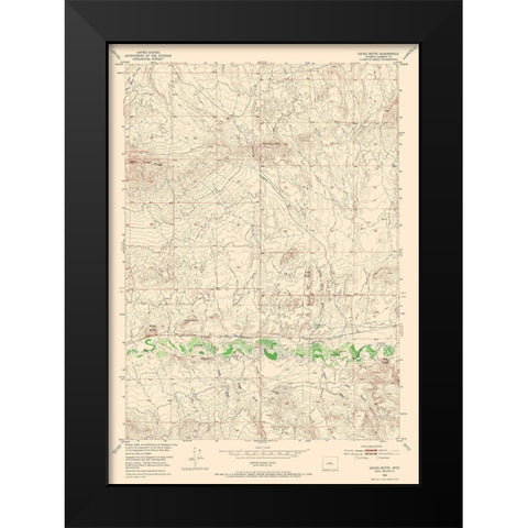 Gates Butte Wyoming Quad - USGS 1952 Black Modern Wood Framed Art Print by USGS