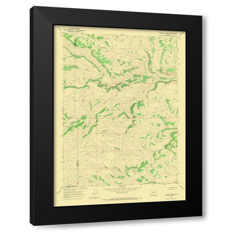 Gordon Creek Wyoming Quad - USGS 1967 Black Modern Wood Framed Art Print by USGS