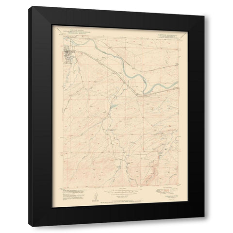 Glenrock Wyoming Quad - USGS 1950 Black Modern Wood Framed Art Print with Double Matting by USGS