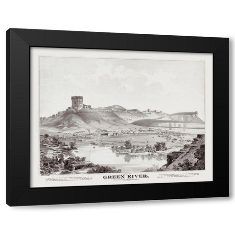 Green River Wyoming - Glover 1875 Black Modern Wood Framed Art Print with Double Matting by Glover