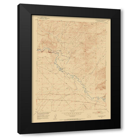 Graham Ranch Wyoming Quad - USGS 1951 Black Modern Wood Framed Art Print with Double Matting by USGS
