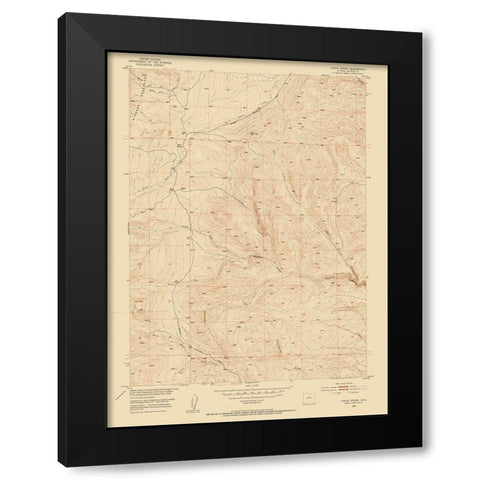 Grave Spring Wyoming Quad - USGS 1952 Black Modern Wood Framed Art Print by USGS