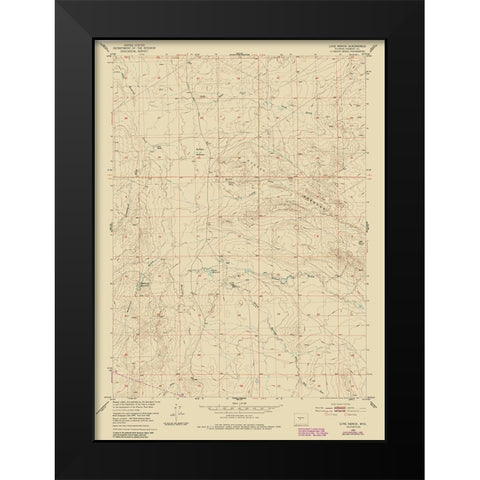 Love Ranch Wyoming Quad - USGS 1952 Black Modern Wood Framed Art Print by USGS