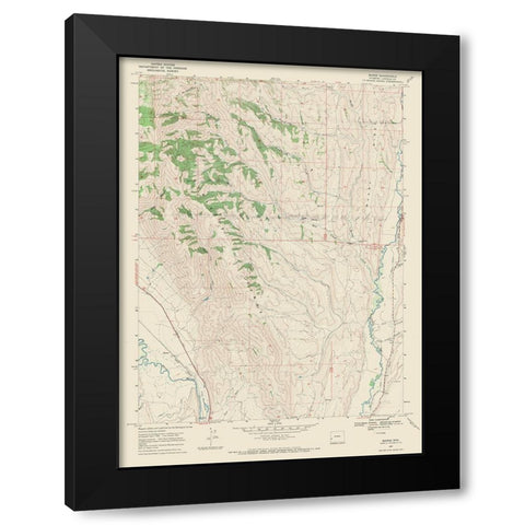 Marse Wyoming Quad - USGS 1967 Black Modern Wood Framed Art Print by USGS