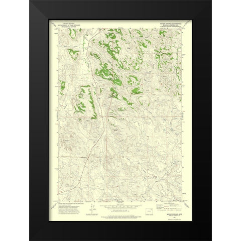 Moyer Springs Wyoming Quad - USGS 1971 Black Modern Wood Framed Art Print by USGS