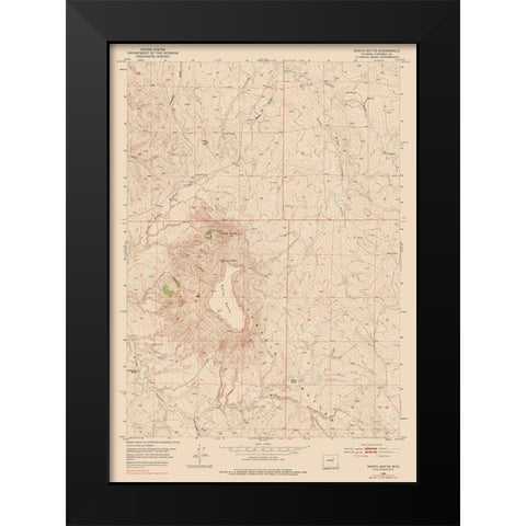 North Butte Wyoming Quad - USGS 1953 Black Modern Wood Framed Art Print by USGS