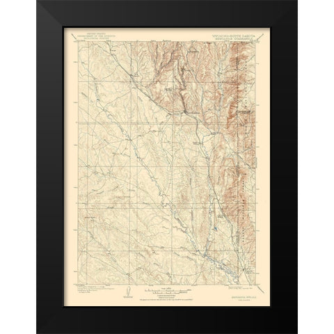 Newcastle Wyoming Quad - USGS 1901 Black Modern Wood Framed Art Print by USGS
