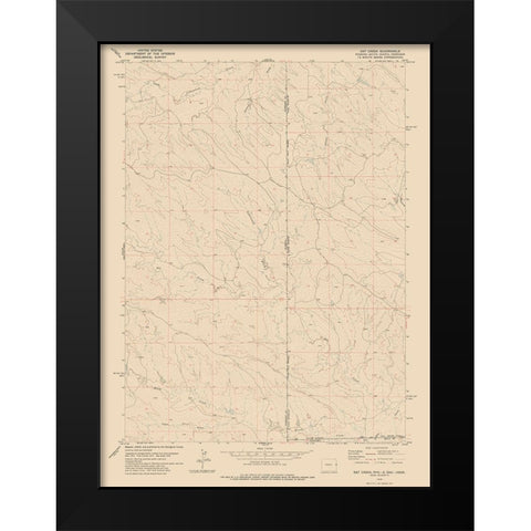 Oak Creek Wyoming Quad - USGS 1978 Black Modern Wood Framed Art Print by USGS
