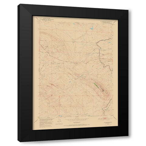 Oil Mountain Wyoming Quad - USGS 1951 Black Modern Wood Framed Art Print by USGS