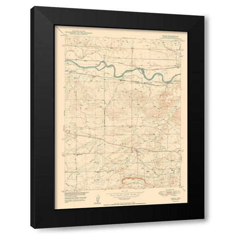 Orpha Wyoming Quad - USGS 1950 Black Modern Wood Framed Art Print by USGS