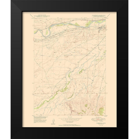 Parkerton Wyoming Quad - USGS 1950 Black Modern Wood Framed Art Print by USGS